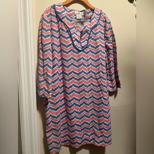 Girl's Vineyard Vines Size Small Red, White & Blue Wale Tail Striped Coverup
